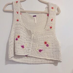 Free People embroidered cropped knit top
